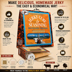 Hi Mountain kit contents displayed with seasoning, cure, shaker and instructions for easy use