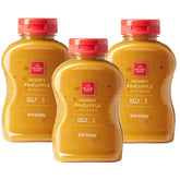 Hickory Farms jar front view showing honey pineapple mustard, enhances boards
