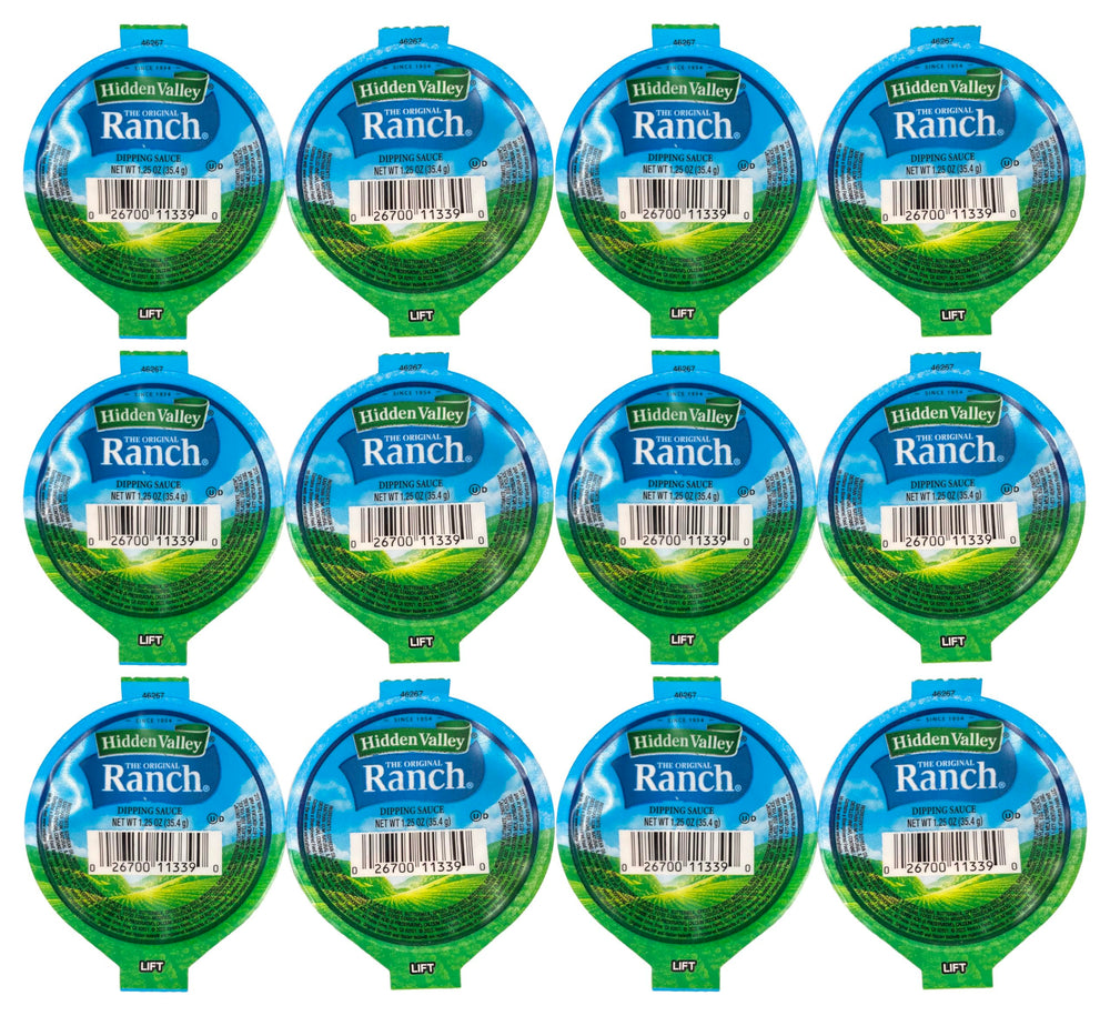 Hidden Valley front packaging showing 12-count cups and brand convenience