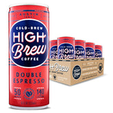 High Brew Coffee front can view showing label and 140 mg caffeine benefit