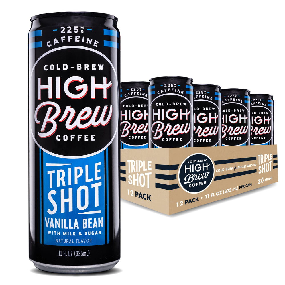 High Brew Coffee front can showing label and vanilla flavor benefit