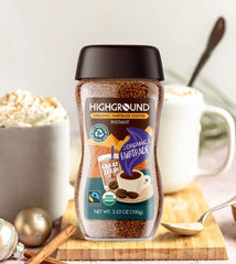 Highground prepared iced coffee in glass, showing quick cold dissolve and refreshing taste
