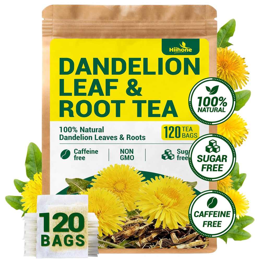 HIIHONE front packaging showing 120 tea bags and benefits
