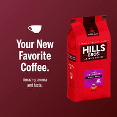 Hills Bros beans ground in portafilter demonstrating café-style brewing
