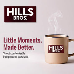 Hills Bros label close-up highlighting roast level and brand clarity