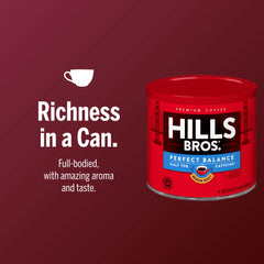 Hills Bros ground coffee texture close-up showing rich, even grind