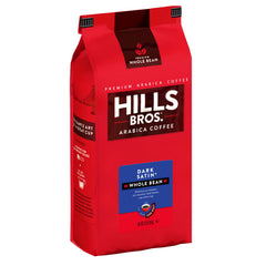 Hills Bros front packaging showing 32 oz bag and bold roast benefit