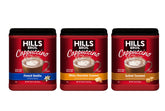 Hills Bros front packaging variety pack showing three flavor jars and convenience