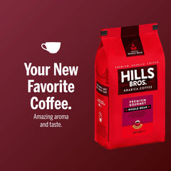 Hills Bros ground coffee in portafilter ready for espresso extraction