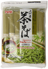 Hime Cha Soba front packaging showing green tea noodles and weight