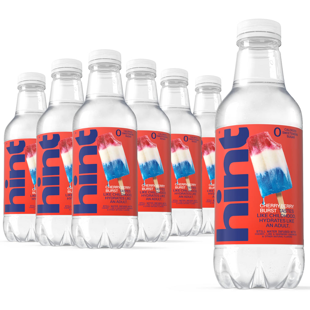 Hint Cherry Berry Burst front packaging showing bottle and flavor appeal