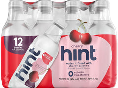 Hint bottle front packaging showing cherry flavor and zero sugar benefit