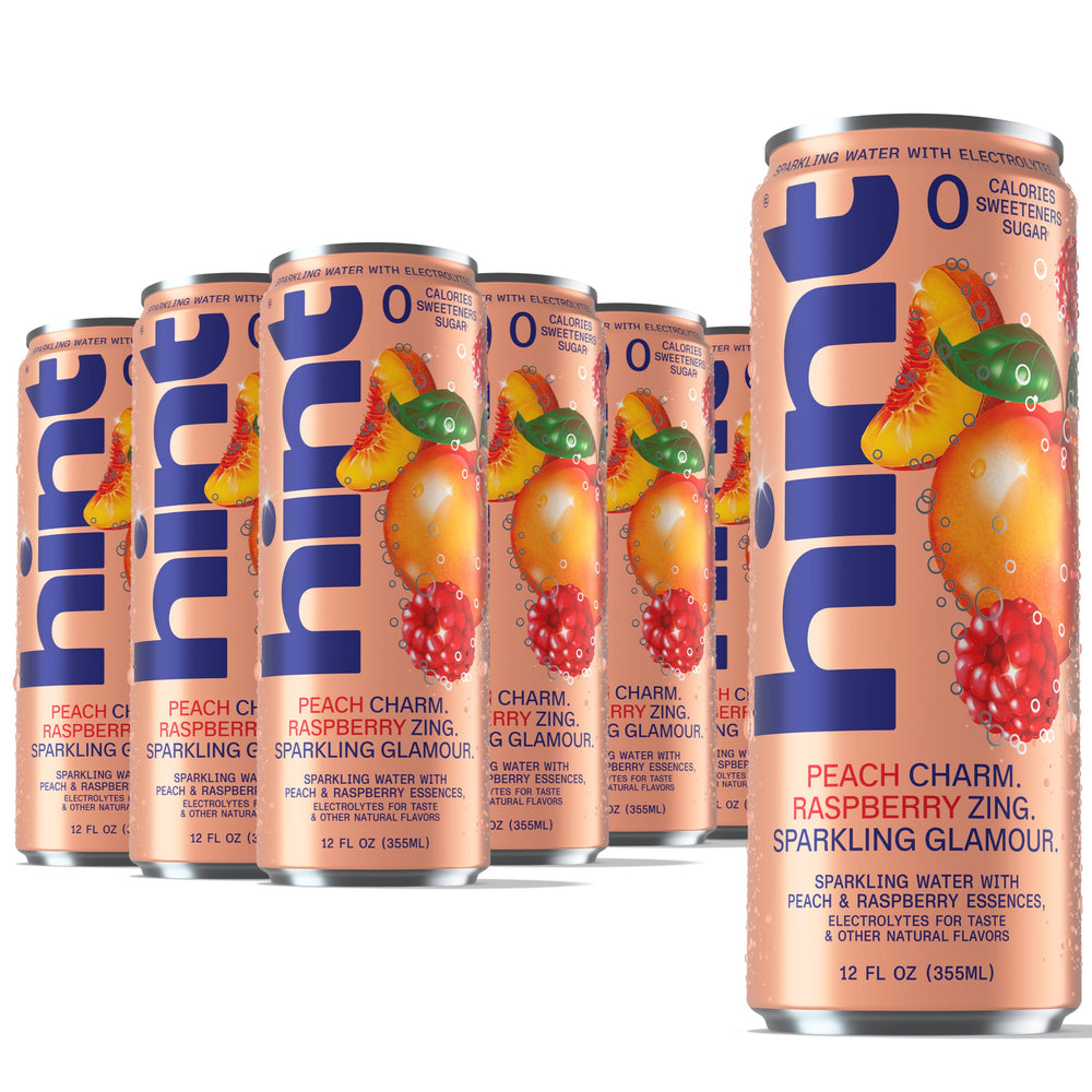 Hint peach raspberry front can showing vibrant label and refreshing look