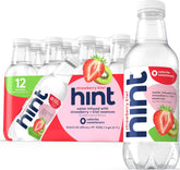 Hint strawberry kiwi front packaging showing 12-bottle case and convenient stock-up benefit