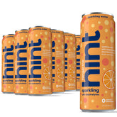 Hint tangerine front packaging shows twelve cans and portable hydration benefit