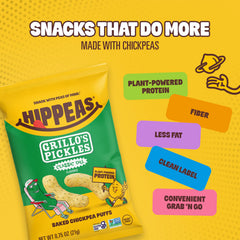 yellow peas and chickpeas beside HIPPEAS bag illustrating plant-protein source
