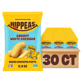 HIPPEAS front packaging showing groovy white cheddar flavor and vegan label