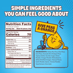 HIPPEAS open 0.5oz bag with airy ranch puffs spilling out, emphasizes single-serve convenience