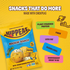 HIPPEAS ranch puffs served on small plate ready to snack, suggests easy sharing