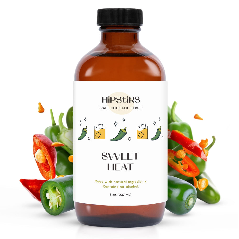 HipStirs front label on 8 oz bottle showing product name and spicy benefit