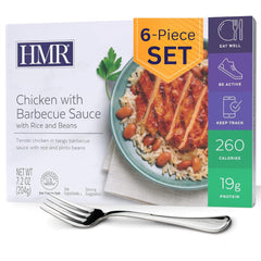 HMR front packaging showing barbecue chicken entrée for quick meals