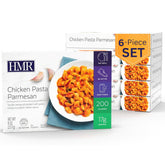 HMR front packaging showing chicken pasta parmesan and 6-pack convenience