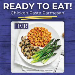 HMR plated serving beside salad illustrating balanced meal pairing