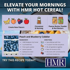 HMR multigrain prepared bowl top view with steam, illustrates quick hot breakfast