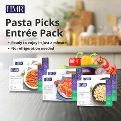 HMR penne with meatballs close-up showing hearty sauce and protein
