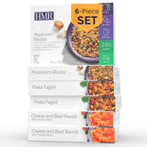 HMR front packaging showing vegetarian entrée pack and convenient portioning