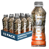 HOIST front packaging Blaze Orange shows military-approved hydration benefits