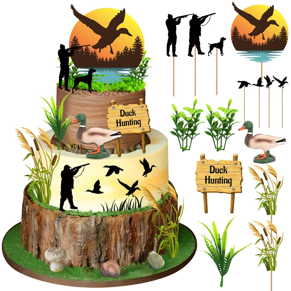 Hokiis front packaging showing full 20-piece duck cake topper set and contents
