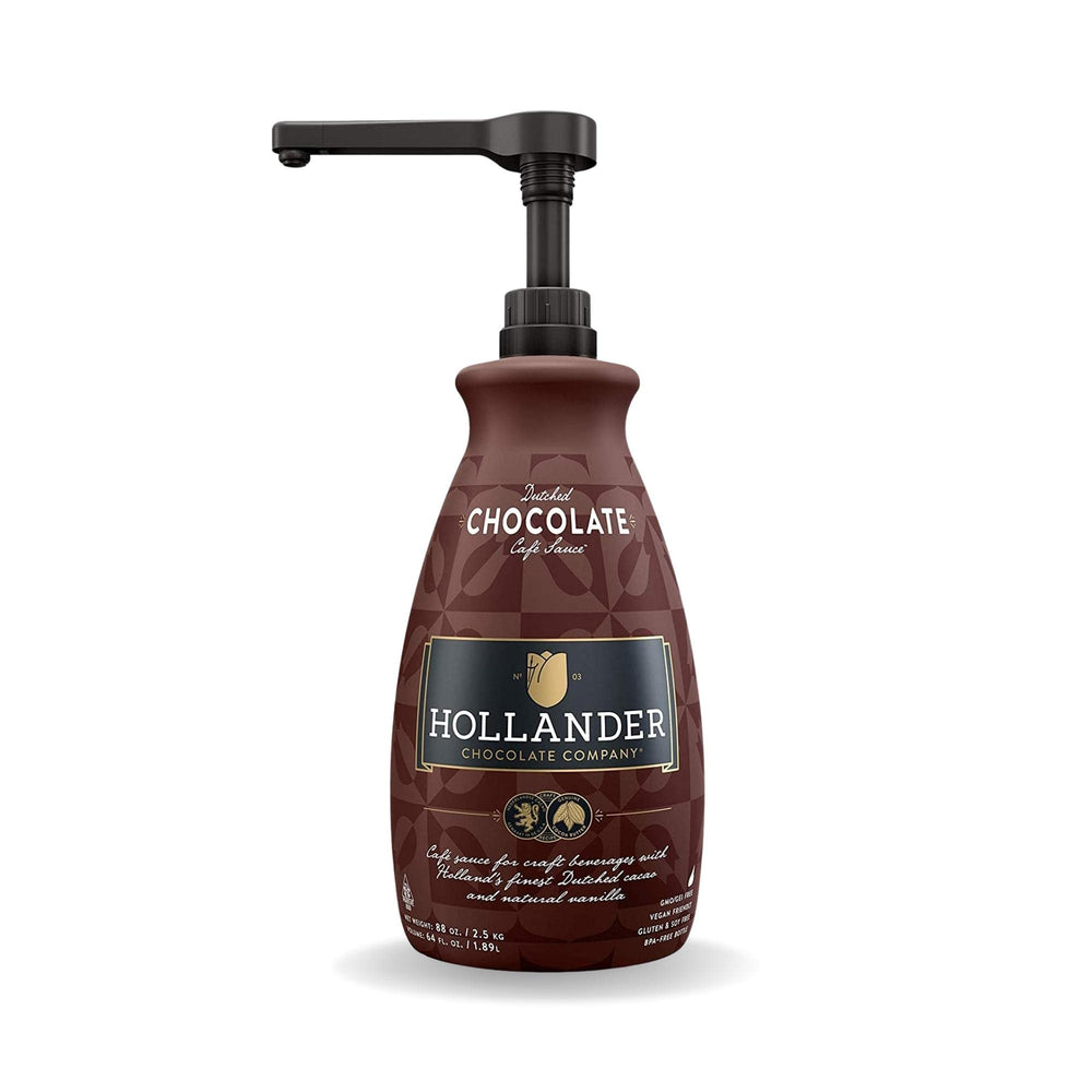 Hollander front packaging showing large 89 oz bottle and pump providing easy service
