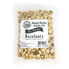 Holmquist Hazelnuts front packaging showing resealable bag and label benefits