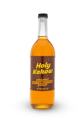 Holy Kakow bottle front label showing organic butterscotch branding and benefits