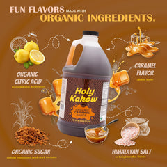 Holy Kakow caramel drizzle over ice cream demonstrating rich topping appeal