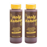 Holy Kakow front packaging showing two bottles and organic label benefit