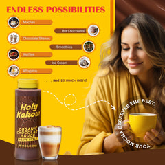 Holy Kakow pouring over ice cream demonstrating versatile topping benefit
