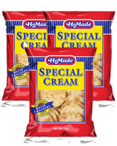 HoMade front pack image showing crackers and brand, highlighting freshness and portability