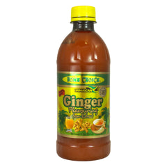 Home Choice front packaging showing 16 oz bottle and bold ginger branding, clear benefit