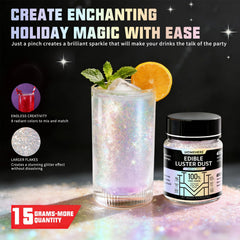 HomeHere close-up of powder texture revealing fine, even edible glitter