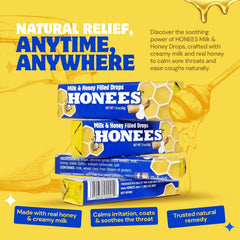 Honees open bar displaying nine milk and honey drops for convenience