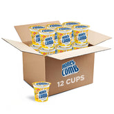 Honeycomb front packaging showing stacked 1 oz cups and convenience benefit