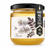 HONIGMA front packaging showing jar and clear acacia honey benefit mild flavor