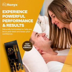 HONYX stick in use squeezed into tea demonstrating quick mixability and mess-free use