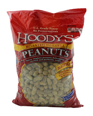 Hoody's front packaging of 5 lb salted in-shell peanuts showing brand and size benefit