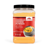 Hoosier Hill Farm front pack of cheddar cheese powder showing size and branding for pantry convenience