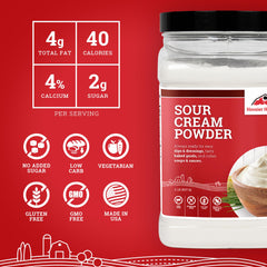 Hoosier Hill Farm rehydrated sour cream in a bowl, ready-to-serve tangy flavor