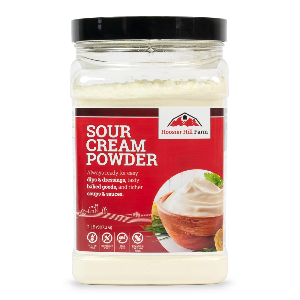 Hoosier Hill Farm pouch front showing branding and weight, convenient pantry storage