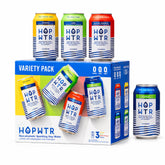 HOP WTR front packaging 12-pack showing variety and convenience